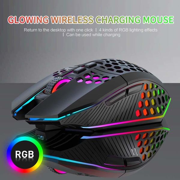 

mice x801 wired/wireless gaming mouse honeycomb hollow ergonomically designed usb wireless transmission professional rgb gamer