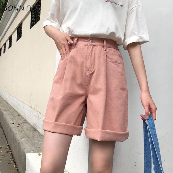 

women's shorts women solid color high wide leg trendy harajuku clothes womens summer elastic girl simple all-match short student elegan, White;black