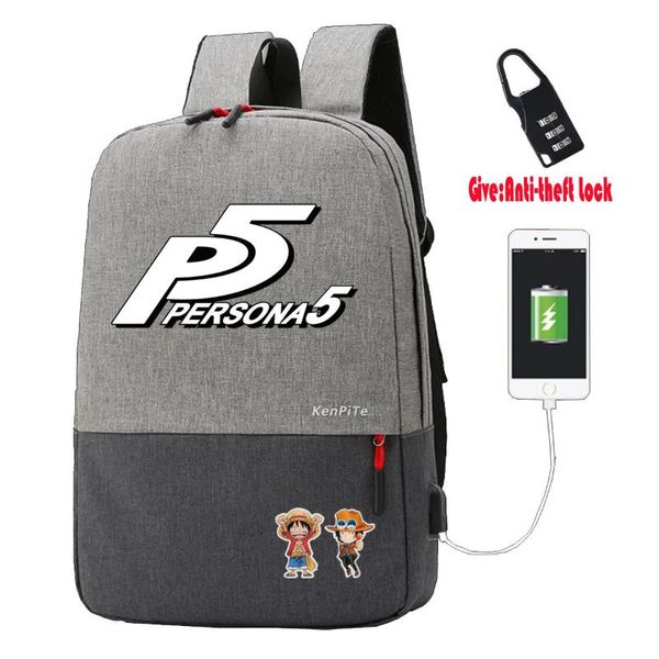 

backpack game persona 5 student book bags anti-theft usb charging women men lapteenagers travel