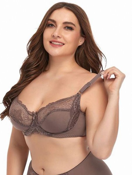 

plus lace trim underwire bra 58b3#, Black;white