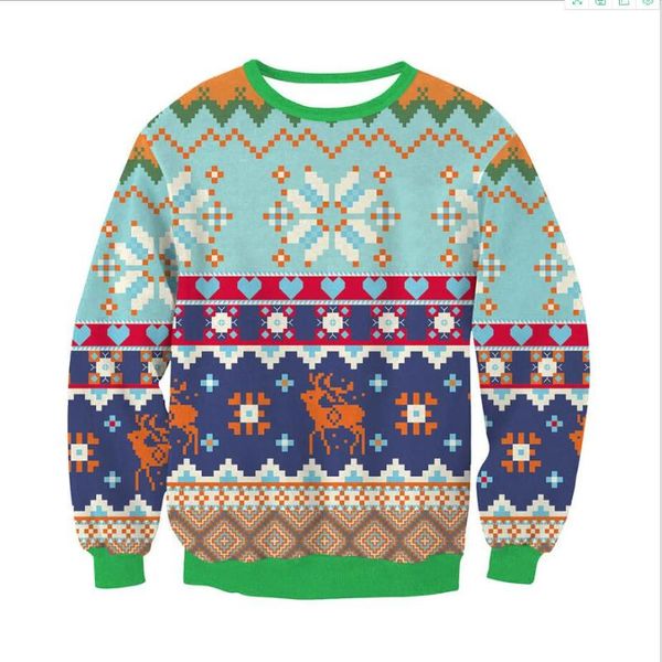 

men's sweaters men women snowflake reindeer christmas sweater pullover ugly sweatshirt couple funny holiday party xmas jumper, White;black