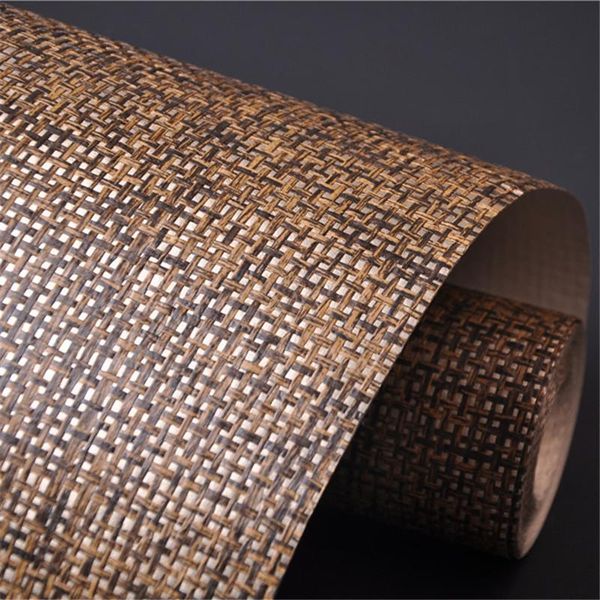 

wallpapers small sample mywind promotion light gold brown paper weave textured natural fabric wallpaper living room home decoration