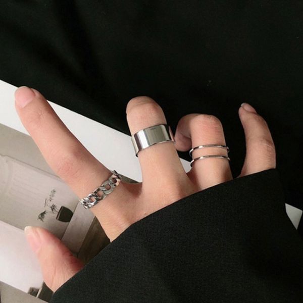 

lats punk metal geometrie circulaire ringen set opening wijsvinger accessoires gesp joint staart ring voor vrouwen sieraden geschenken, Slivery;golden