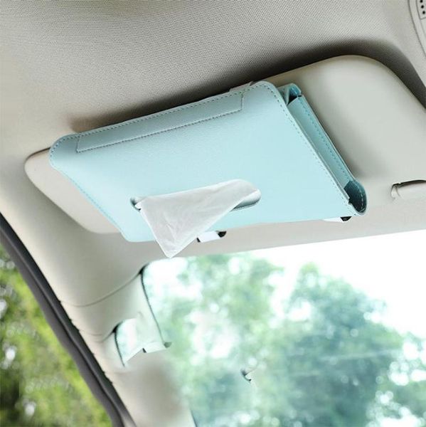 Organizador de Carro 23.5 * 13.0cm suporte de armazenamento interior decoração de couro preto caixa de tecido azul rosa branco