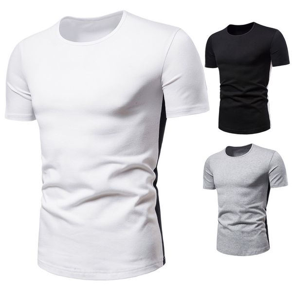 

2020 summer new large short sleeve t-shirt european men's round neck base shirt yt061, White;black