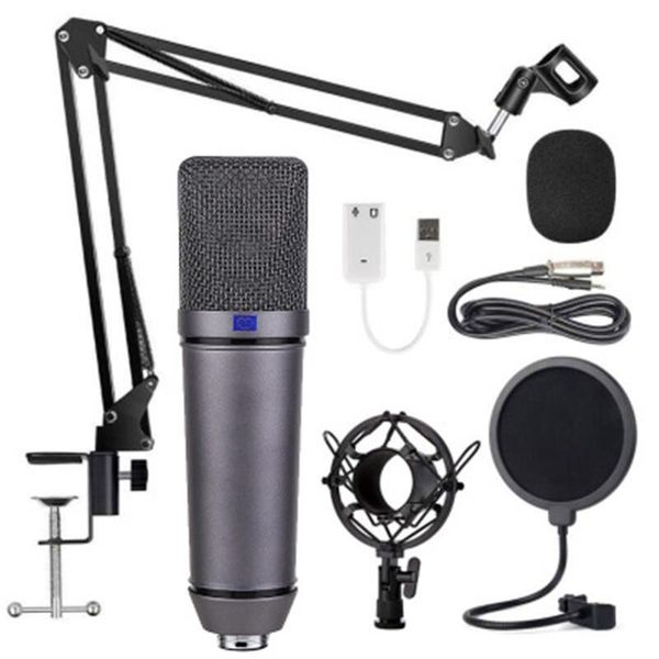 

microphones u87 condenser microphone recording stand anchor set k song ktv game live broadcast karaoke pc dj audio for sound card