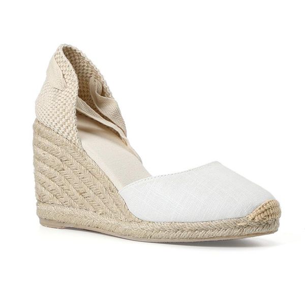 

sandals womens summer espadrille heel platform wedge ankle buckle strap closed toe shoescross-tied rubber lace-up, Black