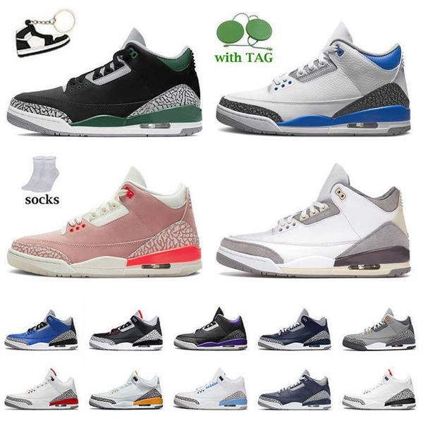 

size us 5.5-13 mens women low basketball shoes 3 racer blue a ma maniere pine green cool grey court purple fragment unc jumpman 3s 36