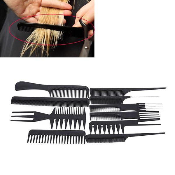 

hair brushes 10pcs professional haircut plastic comb straight brush anti-static care styling tools hairdressing barbers, Silver