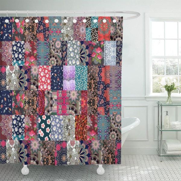 

shower curtains colorful quilt patchwork pattern in russian beautiful flowers red curtain waterproof polyester fabric 60 x 72 inches