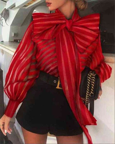 

casual striped loose blusas women blouses autumn fall office sexy, White