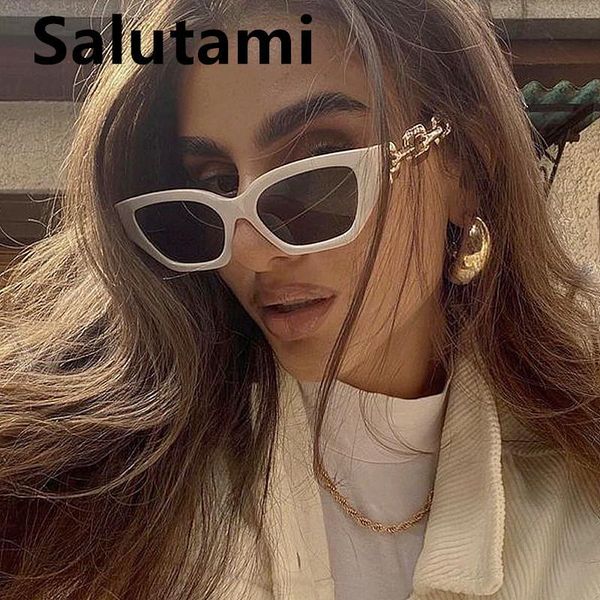 

sunglasses alloy chain leg cat eye for women white black gradient small square sun glasses female shades
