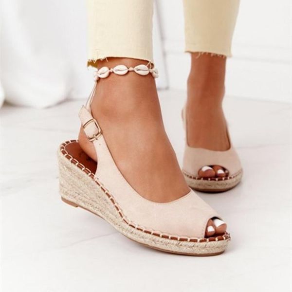 

sandals fashion peep toe women high heels 2021 summer platform wedge shoes solid color heel ladies beach streetwear, Black
