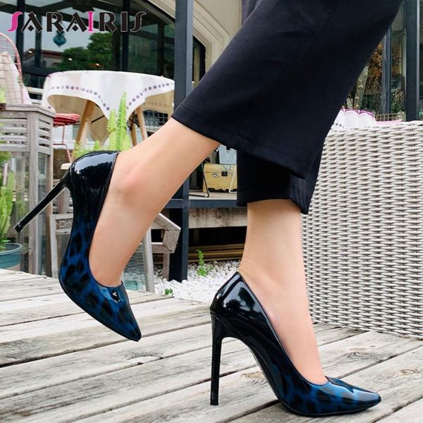 

dress shoes sarairis 2021 high thin heels shallow pumps spring cool colorful women fashion patent pu party woman, Black