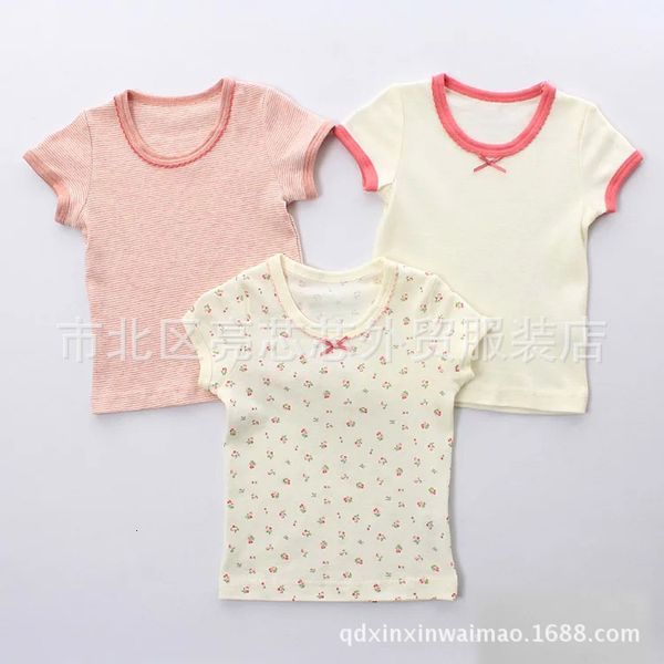 

seasons songyou xisongwu 20 years new girls' four thin children's short sleeve t-shirt, Black;white