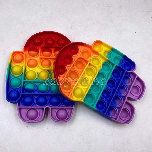 

new arrival rainbow among us pop it fidget toy sensory push pop bubble fidget autism anxiety stress reliever for students office workers