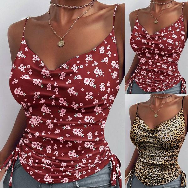 

women's tanks & camis 2021 tank women summer leopard camisoles t-shirt spaghetti strap loose vest female fashion casual, White