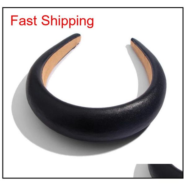 

dhl american fashion glossy bright leather headband thickened sponge hair hoop big brand 4cm wide-brimmed leather qyloin luckyhat, Silver