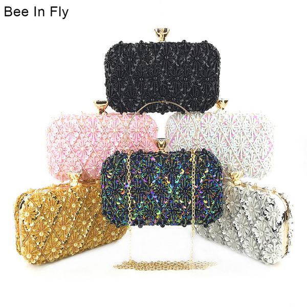 

wholesale vintage women handmade pearl embrodiery evening clutch bags bead clutch party dinner purse bags