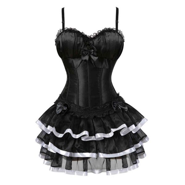 NXY sexy set Abito corsetto vittoriano nero Burlesque Tracolla Lingerie Bustier con gonna tutu Set Lace Up Body Shaper per donna 1130