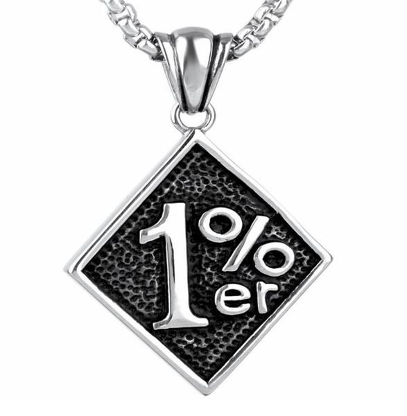 

pendant necklaces silver color 316l stainless steel outlaw one percent 1% er necklace 24inch chain motorcycle biker men's