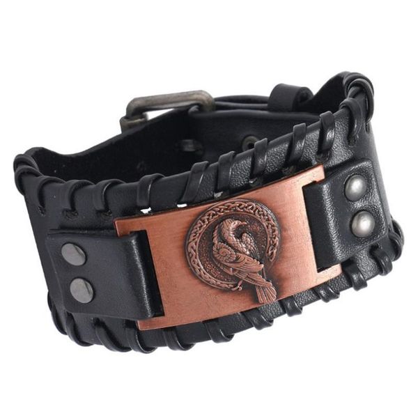 

charm bracelets fashion viking eagle vintage casual wide leather wristband retro bangle biker rider rock punk jewelry, Golden;silver