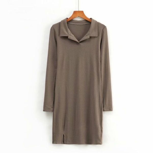 

casual dresses summer dress streetwear women vintage mini ladies elegant long sleeve brown black shirts designer, Black;gray