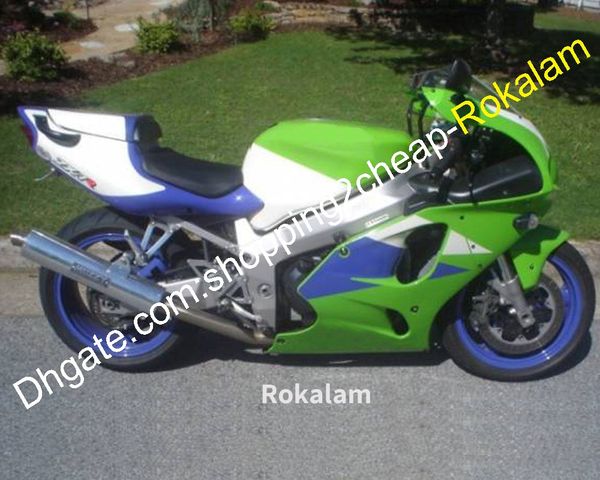 Beyaz Yeşil Mavi Vücut Kiti Kawasaki Ninja ZX 7R 1996 1997 1998 1999 2000 2001 2002 2003 ZX-7R ZX7R Motosiklet Peri