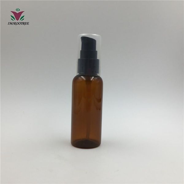 

32pcs/lot 50ml pet amber empty bottle with black lotion pumps for lotion cosmetic packaging