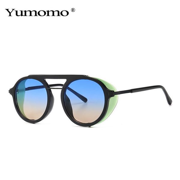 

sunglasses 2021 retro round steampunk men fashion gradient mirror eyewear women vintage punk outdoor sun glasses shades uv400, White;black