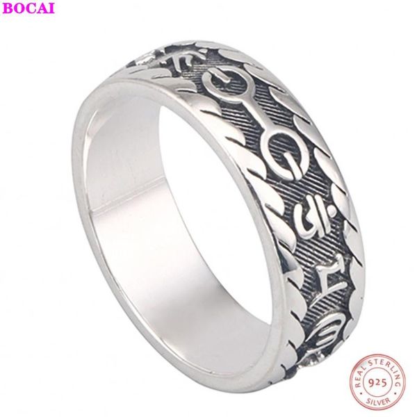 

cluster rings s925 sterling silver for men and women 2021 fashion hand retro thai men's six character truth ring, Golden;silver