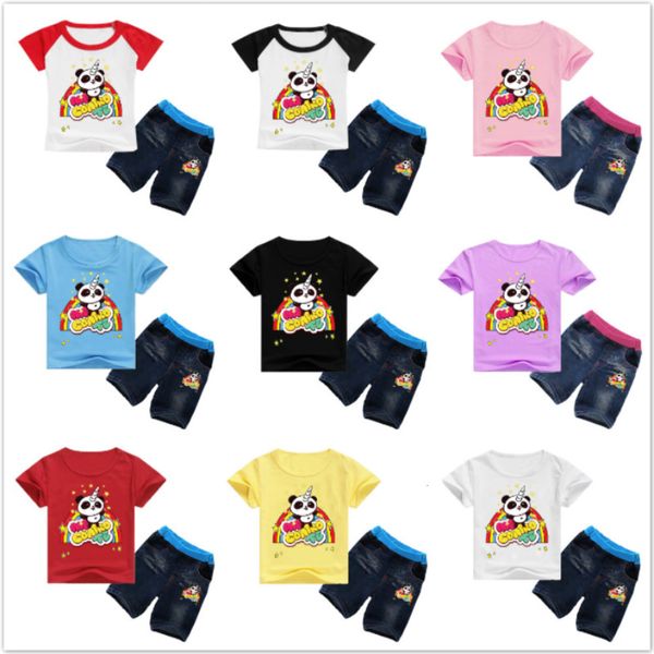 

baby girls clothing sets summer boy clothes cartoon me contro te children kids short sleeve t-shirts+pants 2pcs suits, White
