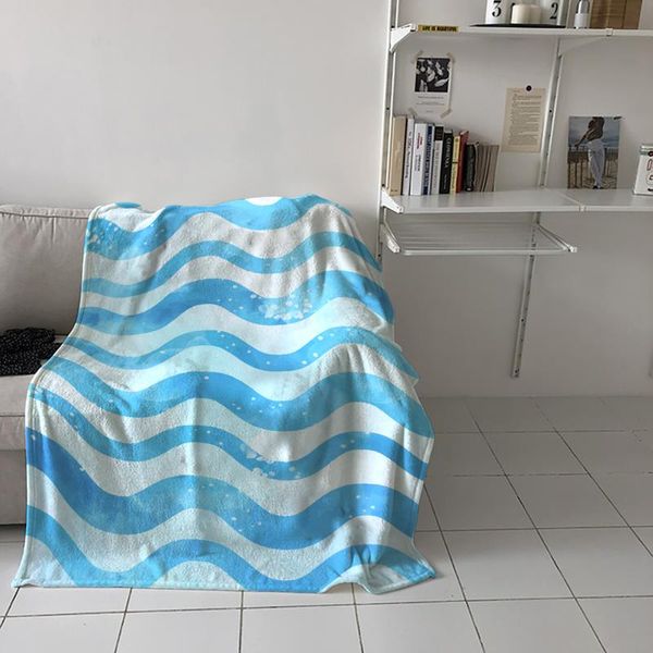 

wavy lines watercolor throw blanket picnic travel blanket portable soft bedspread microfiber flannel blankets for beds