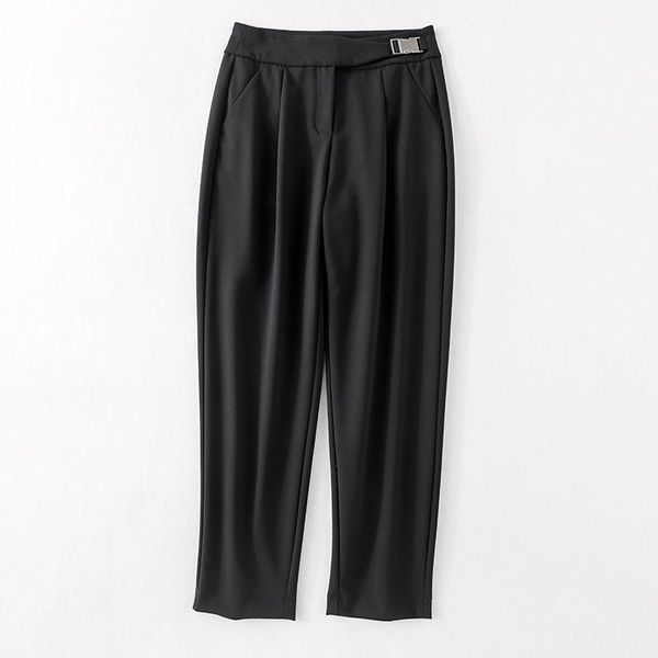 

women's pants & capris women 2021 products in spring and summer fashion solid zipper placket radish shape casual waist metal buckle, Black;white