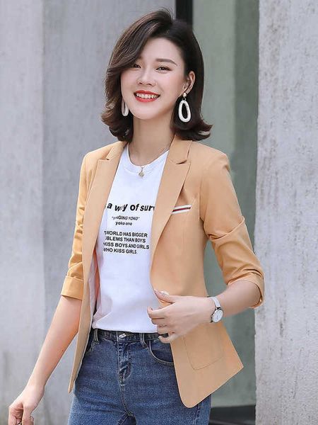 

blazer et women's 2021 spring and summer profsional korean net red 7 / 3 sleeve thin fashion, Black;gray