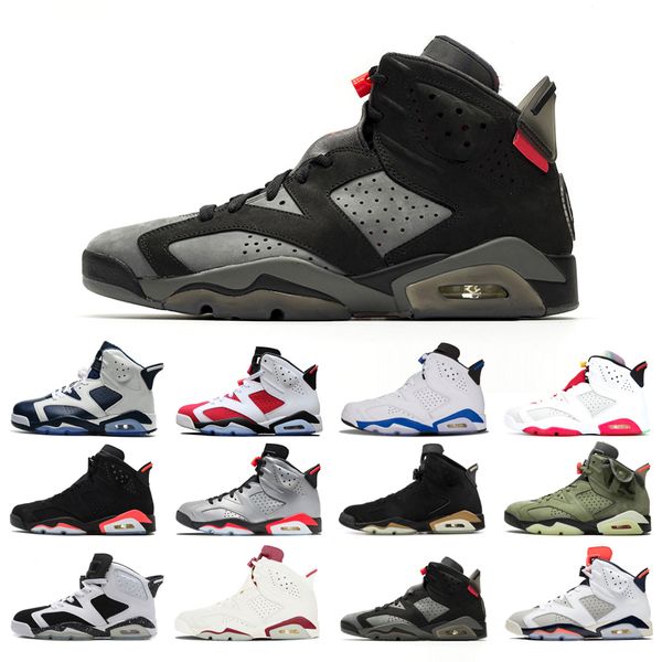 

man's basketball shoes 6s high cut alternate angry bull black cat infrared carmine dmp hare olympic oreo sport blue unc white infared t