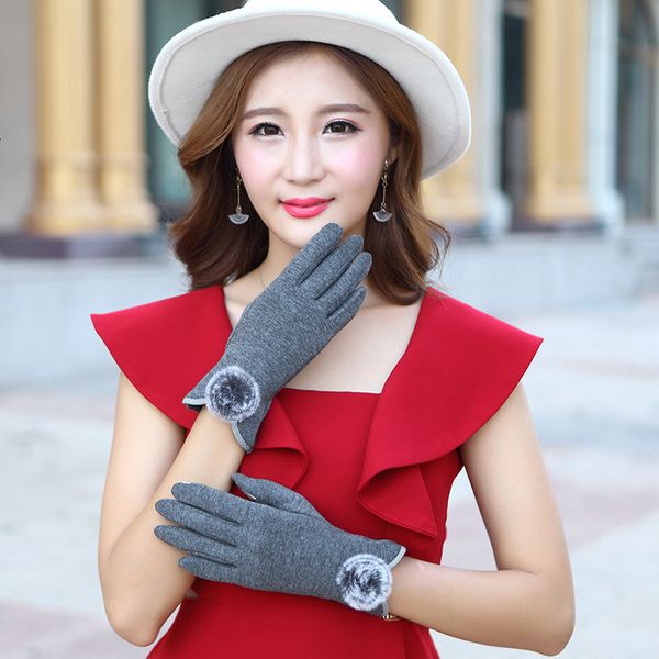 

gloves wool ball touch screen autumn and winter cashmere non inverted women' outdoor riding warm, Blue;gray