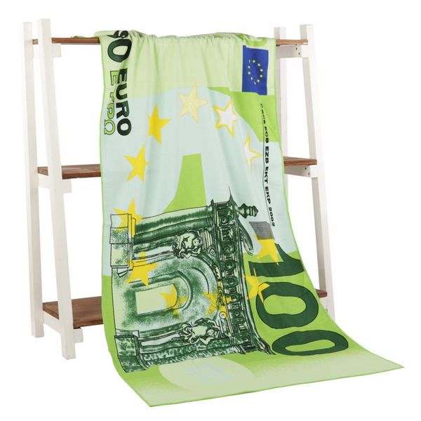 

towel 70*150cm large print euro dollar flag microfiber bath beach toallas playeras big men camping towels ea042 wholesale