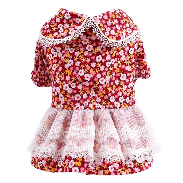 

dog apparel teddy clothes puppies dress red pet small outfits floral skirts summer party