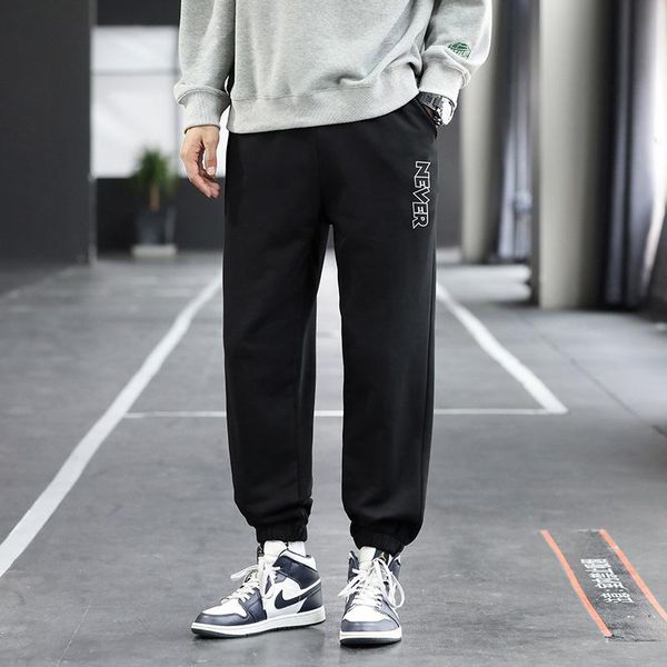 

men's pants sweatpants autumn youth korean version of the trendy brand casual footwear sports simple trousers men, Black