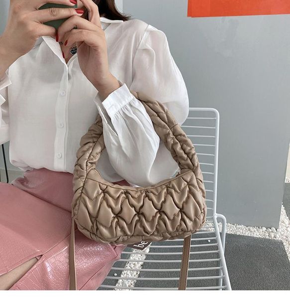 

evening bags casual pu shoulder bag for women cloud underarm hobos fashion pleated crossbody lady designer brand messenger 2021