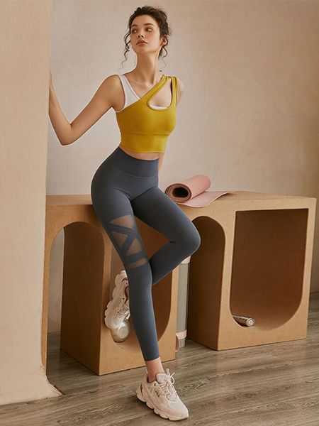 

yoga pants women's summer thin wear high waist peach hip net red tight professional sports running training fitness pants, Gray