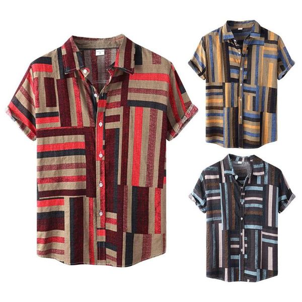 

men's casual shirts cotton linen button down hawaiian short sleeve for menexpand collar regular version shirt, White;black