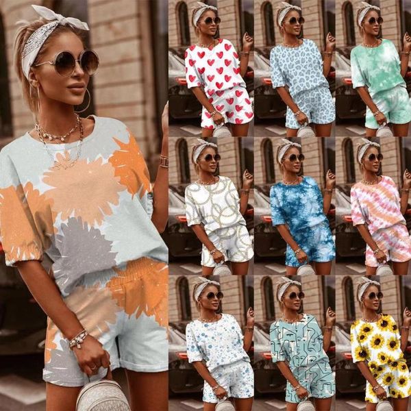 

gym clothing 2021 european and american spring summer ladies print casual fashion home comfortable shorts suit women, White;black