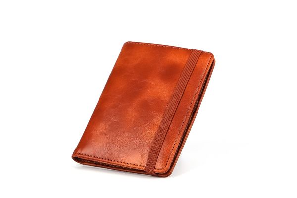 

anti blocking leather passport holder cover wallet with elastic closure, Brown;gray