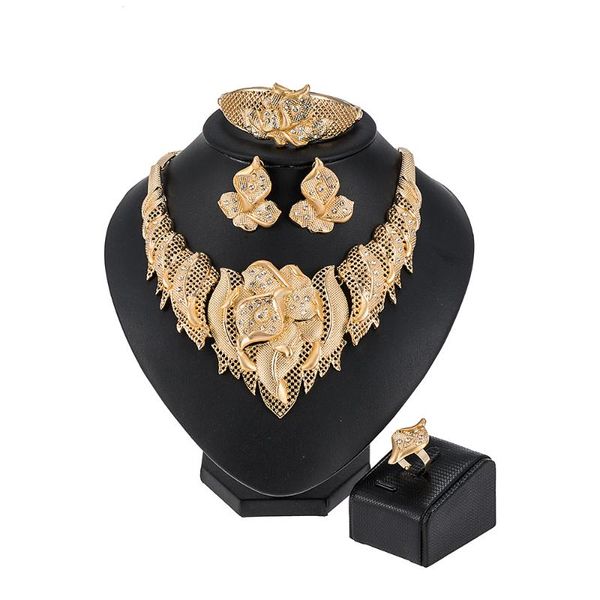 

earrings & necklace fashion trendy nigerian wedding african beads jewelry sets crystal set party dubai, Silver