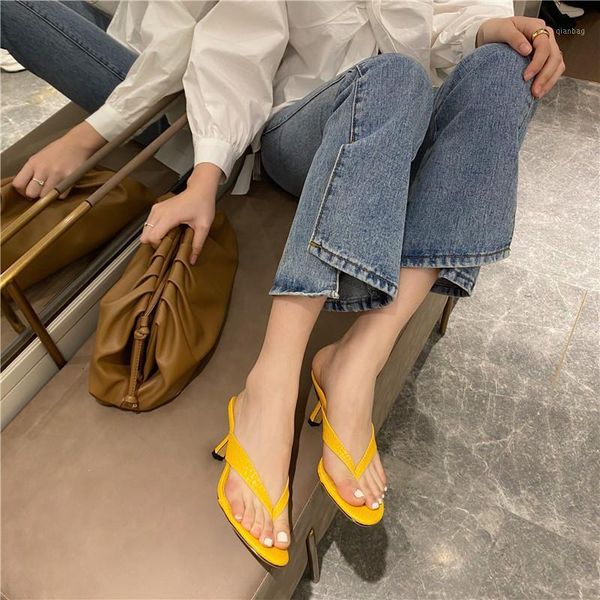 

brand women slipper summer outdoor sandal slip on flip flop ladies thin high heels slides elegant shoes sandals1, Black