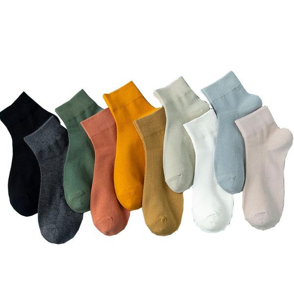 

men's socks summer mesh breathable cotton shallow mouth solid high-quality color casual wholesale 10 pair, Black