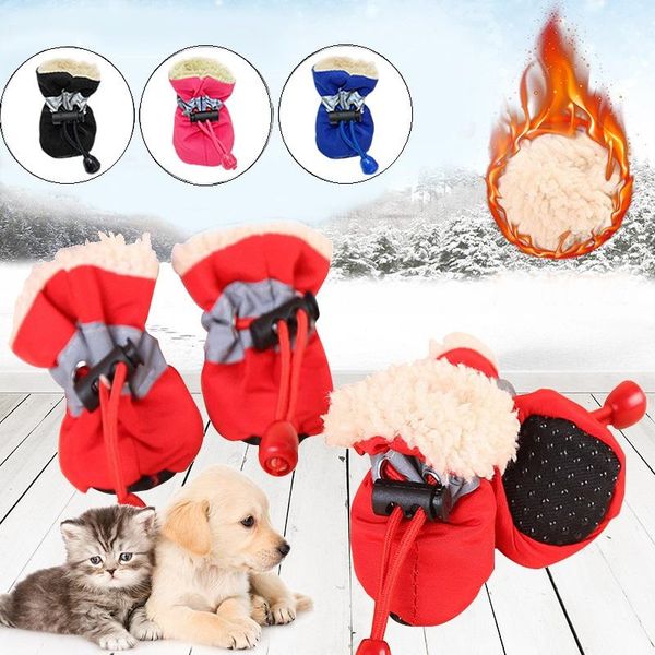 

dog apparel pet supplies winter warm soft cashmere anti-skid rain shoes for cat