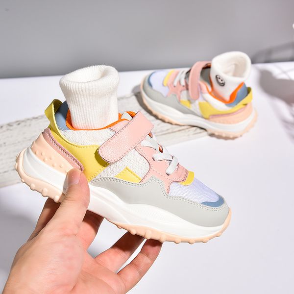 

boys sports shoes microfiber leather childrens casual shoes running womens shoes girls net, Black;red